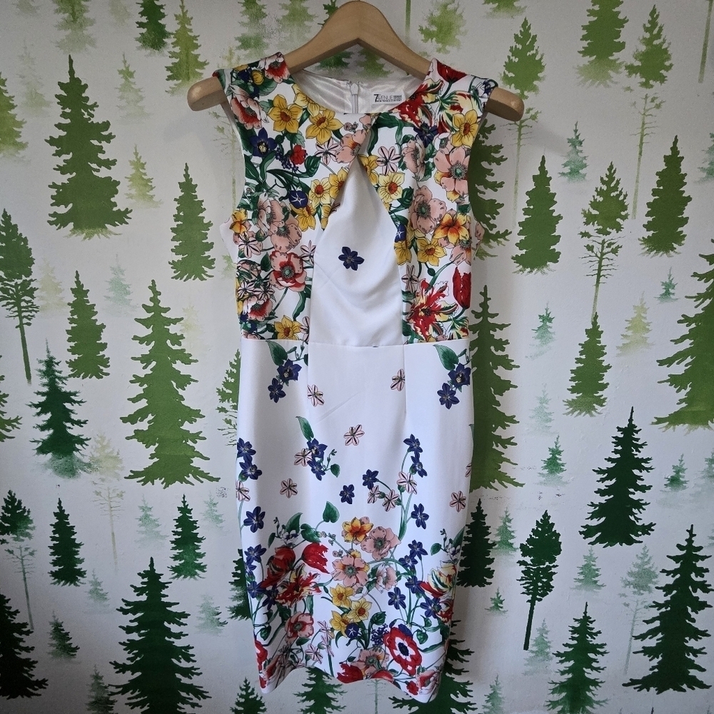 Floral Sleeveless Midi Sheath Dress
